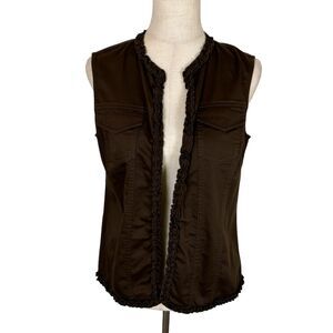 Chico's Additions Brown Western Boho Vest Women’s 1 US Medium Lettuce Hem